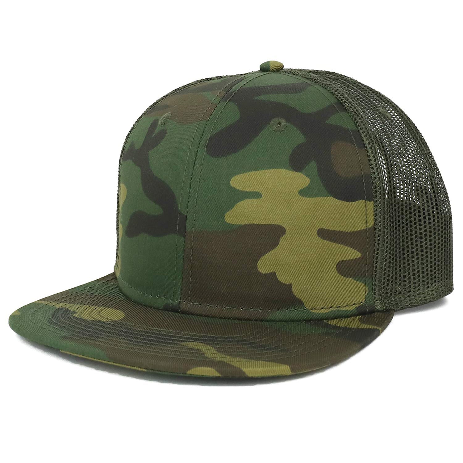 Armycrew Oversize XXL Blank Camouflage Flatbill Mesh Snapback Cap