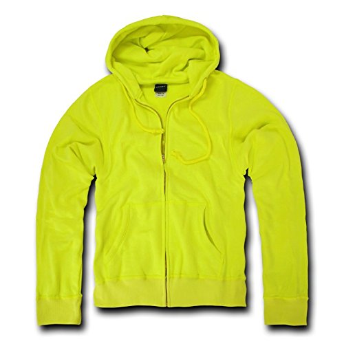 Basic High Visibility Neon Zip Up Hoodies (S, Neon Yellow)