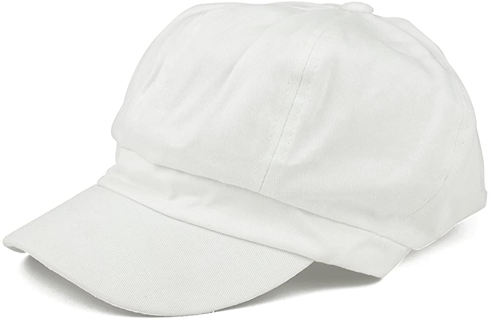 Women's Lightweight 100% Cotton Soft Fit Newsboy Cap with Elastic Back - Black