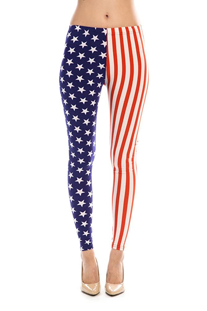 VM Women's American Flag Ankle Jeggings Leggings Patriotic Pants (Plus Size)