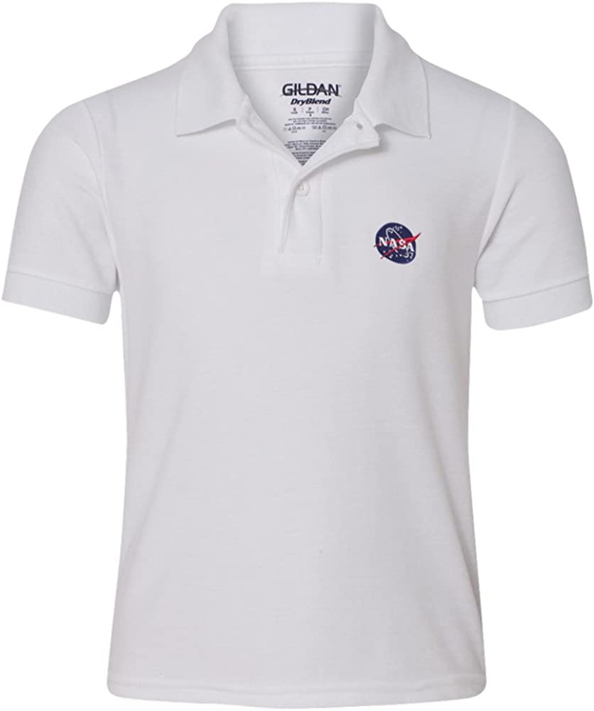Gildan Youth NASA Insignia Embroidered Double Pique Polo Shirt - XS to XL
