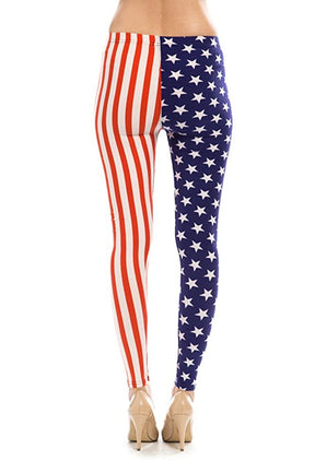 VM Women's American Flag Ankle Jeggings Leggings Patriotic Pants (Plus Size)