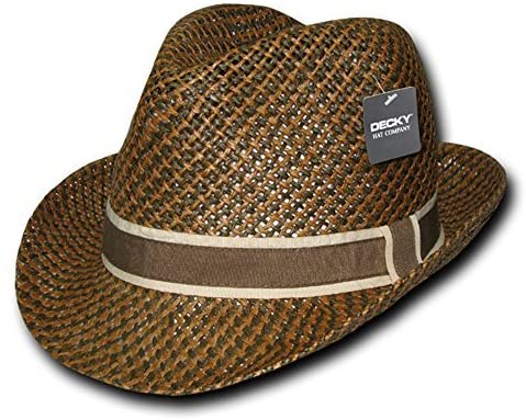 Two Tone Headband Paper Braid Woven Fedora Hat