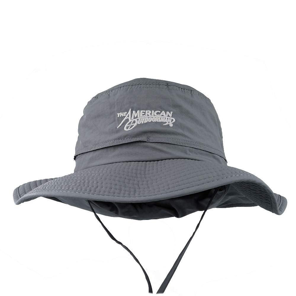 American Outdoorsman Sport Activity Taslon UV Protection Bucket Hat with Flap - Charcoal - L