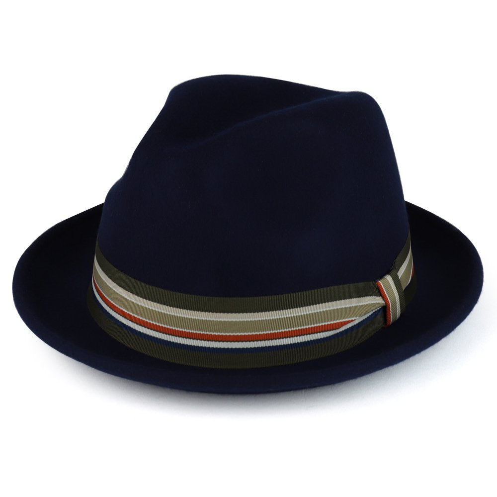 Armycrew XXL Oversize Wool Felt Pinch Fedora Hat with Satin Band