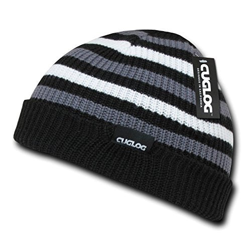 Dynamic Striped Pattern Rib Knitted Beanie display picture 1