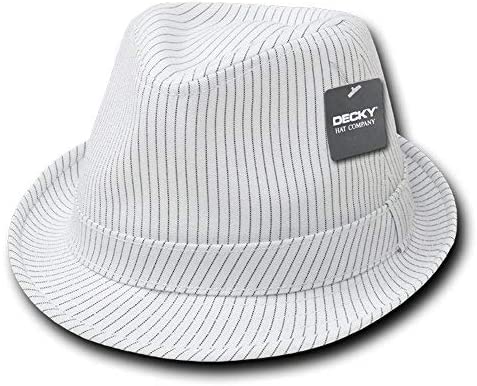 Classic Poly Woven Pinstripe Fedora Hat with Hat Bands