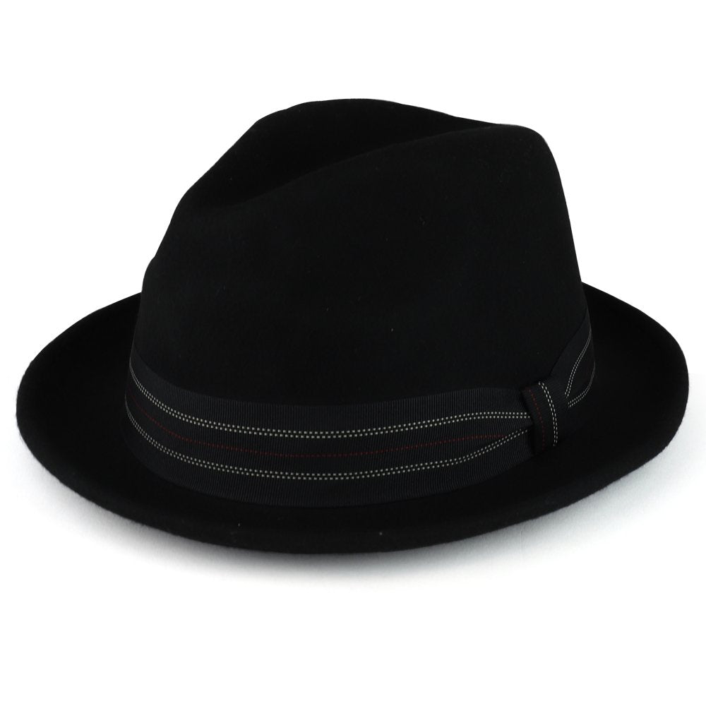 Armycrew XXL Oversize Wool Felt Pinch Fedora Hat with Satin Band