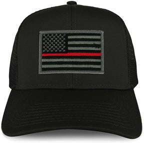 Armycrew XXL Oversize Thin Red Line USA Flag Patch Mesh Back Trucker Baseball Cap