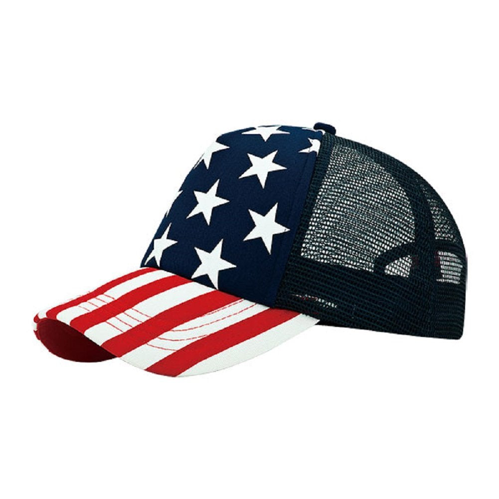 5 Panel Foam Mesh Trucker USA Patriotic Flag Snap Back Baseball Cap