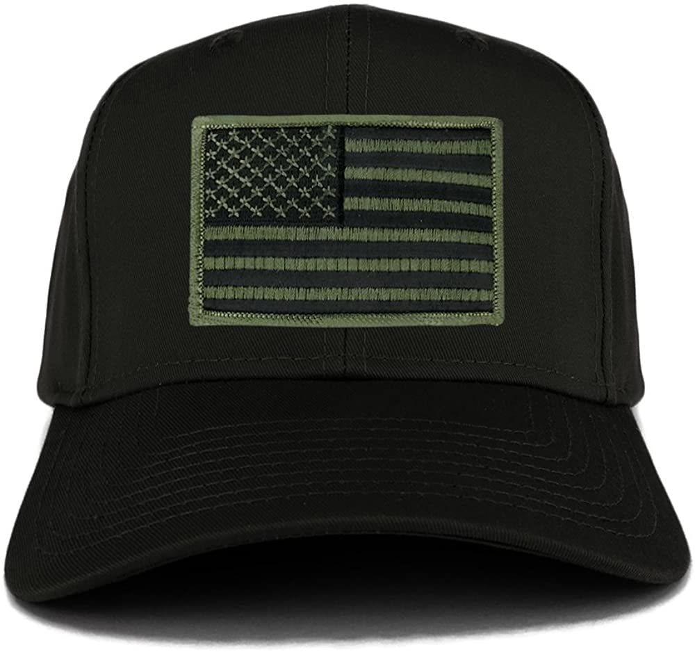 USA American Flag Logo Embroidered Iron On Patch Snap Back Cap - Black