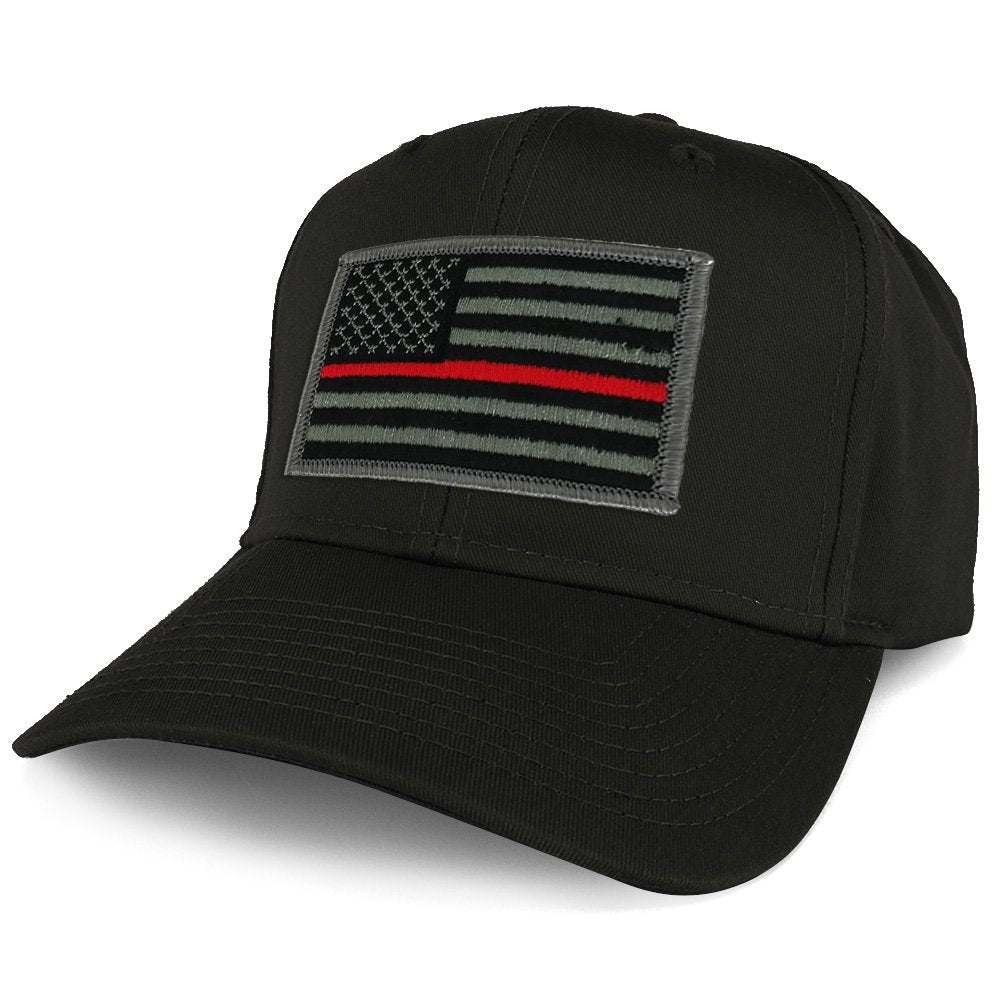 Armycrew XXL Oversize Thin Red Line USA American Flag Patch Solid Baseball Cap