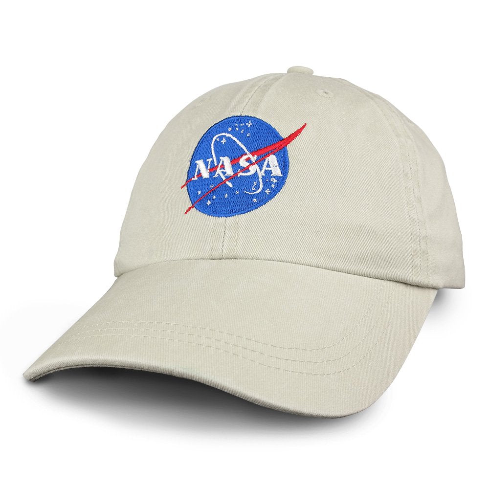 Armycrew NASA Insignia Embroidered 100% Cotton Washed Cap (One Size, White)