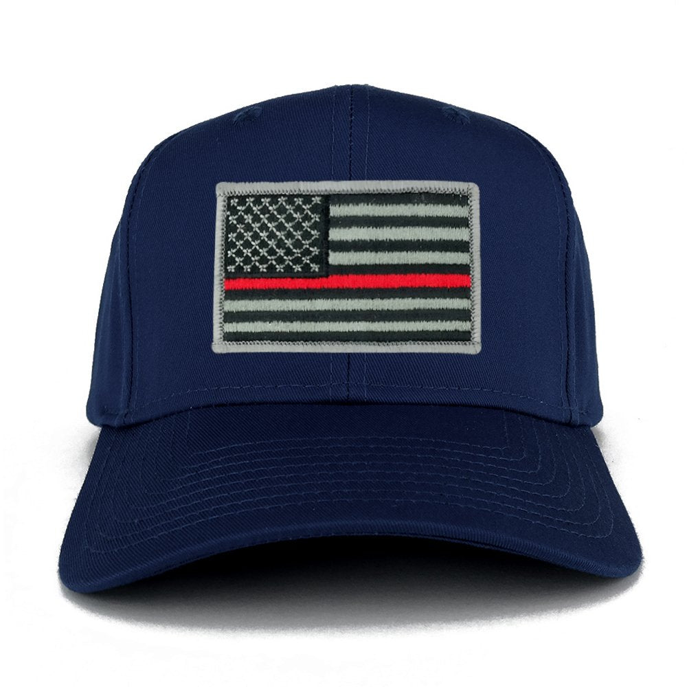 USA American Flag Logo Embroidered Iron On Patch Snap Back Cap - Navy