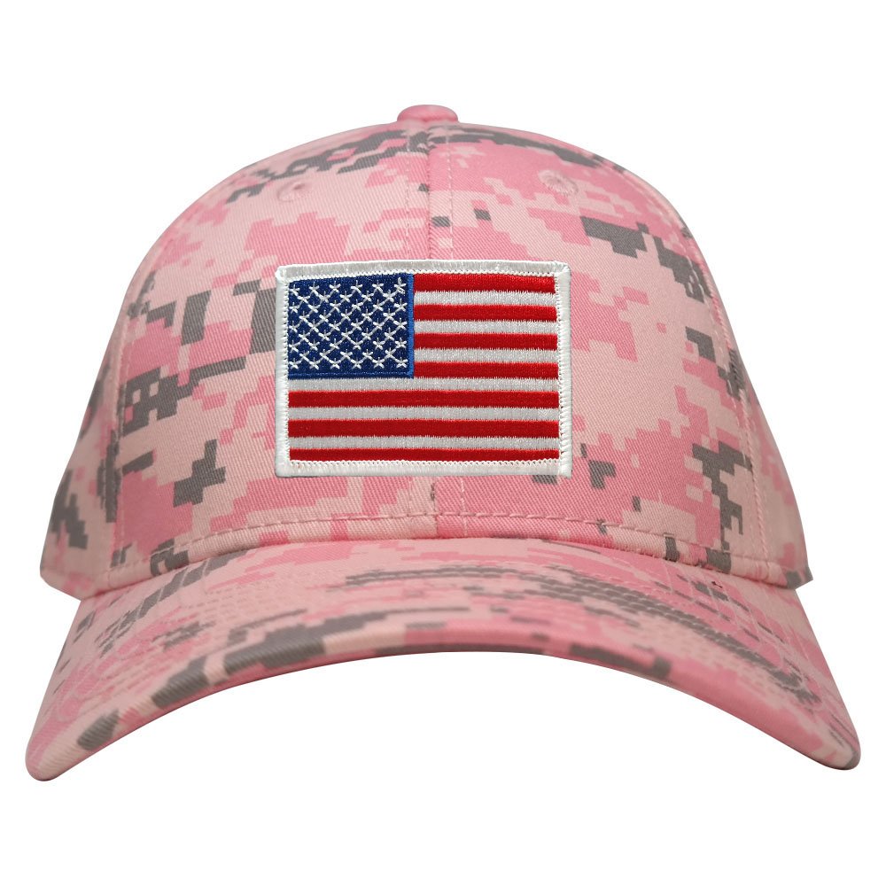 Low Profile US American Flag Patch Camo Cap - PKD - White