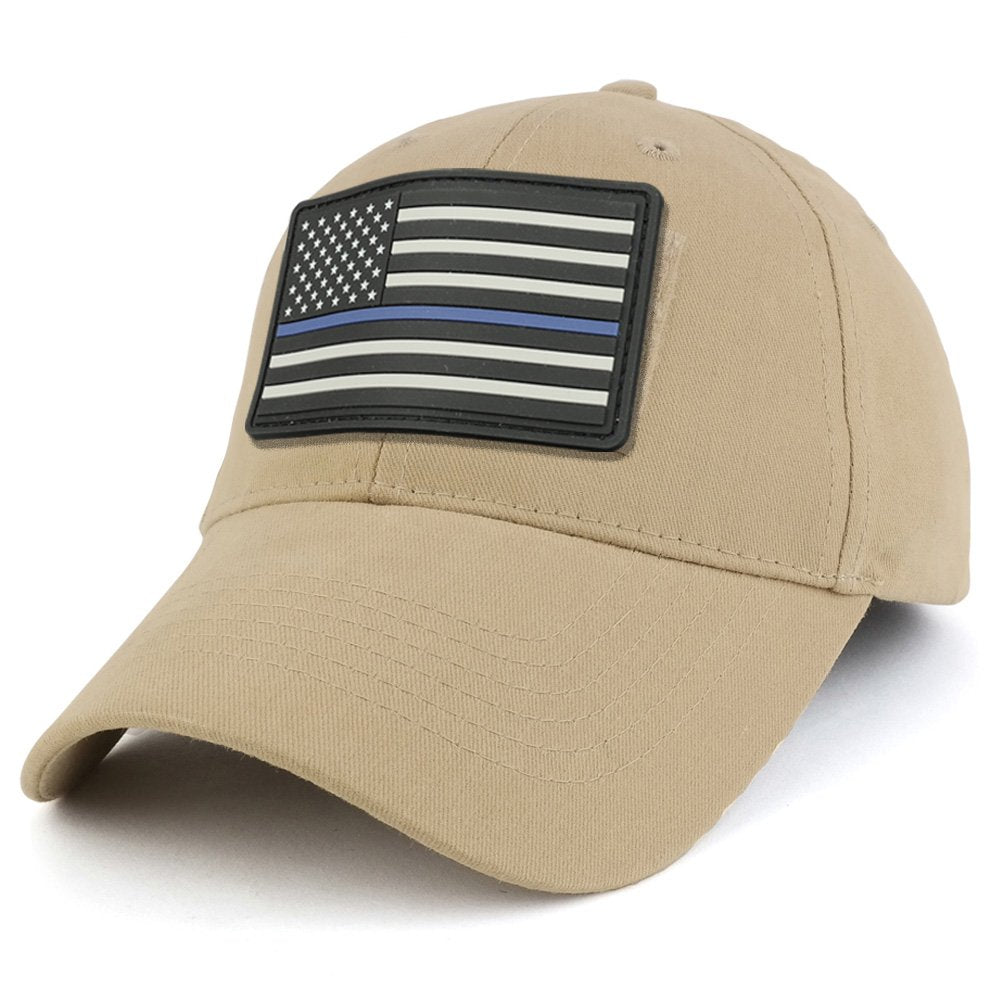 Armycrew USA Rubber Thin Blue Flag Tactical Patch Cotton Adjustable Baseball Cap