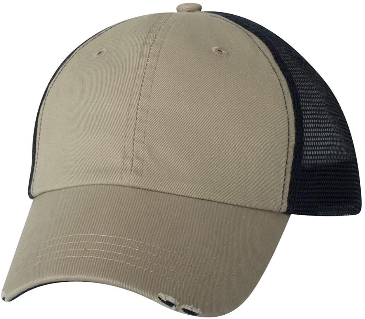 Organic Cotton Washed Mesh Cap with Frayed Bill - Black Black