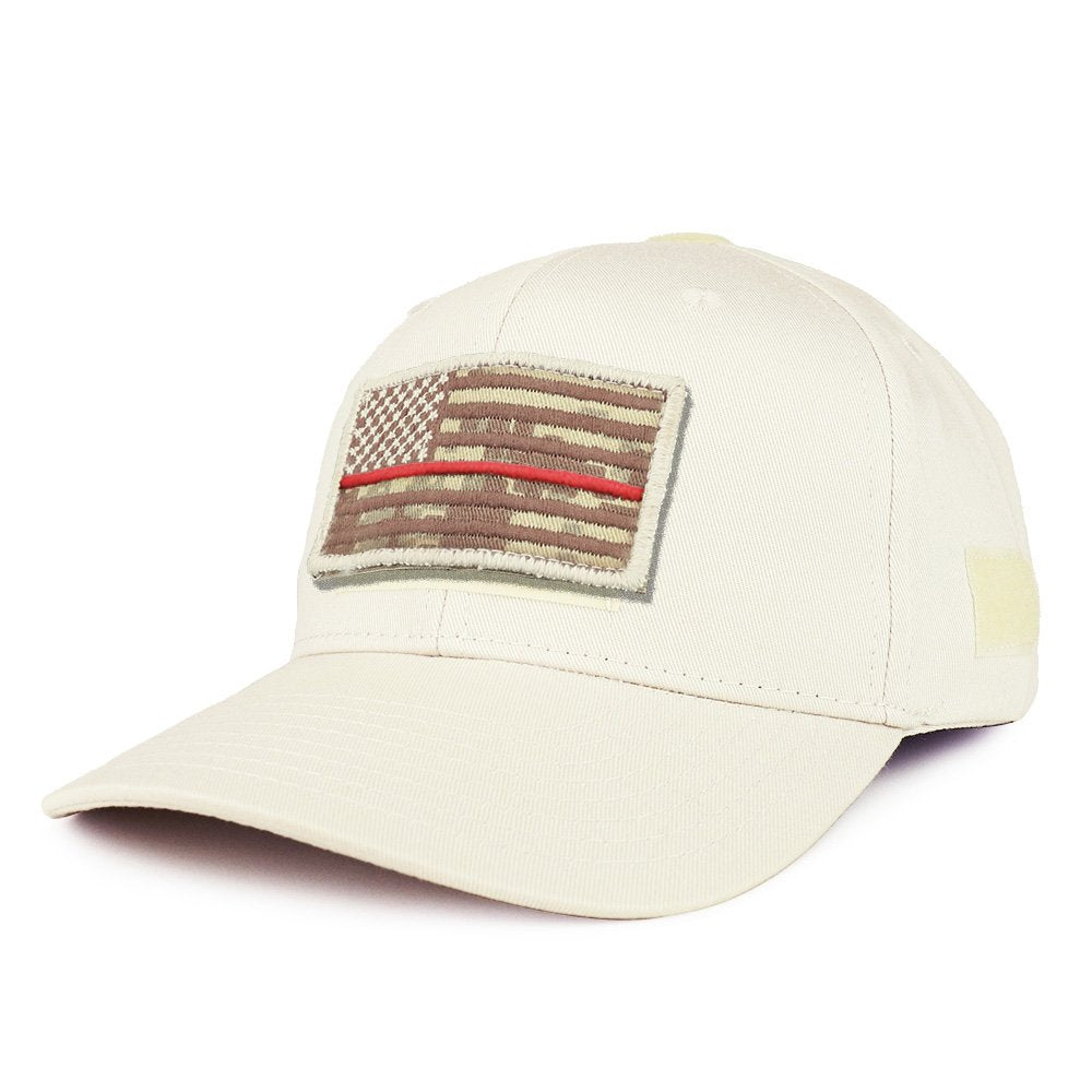 Armycrew USA Desert Digital Thin Red Tactical Patch Structured Baseball Cap