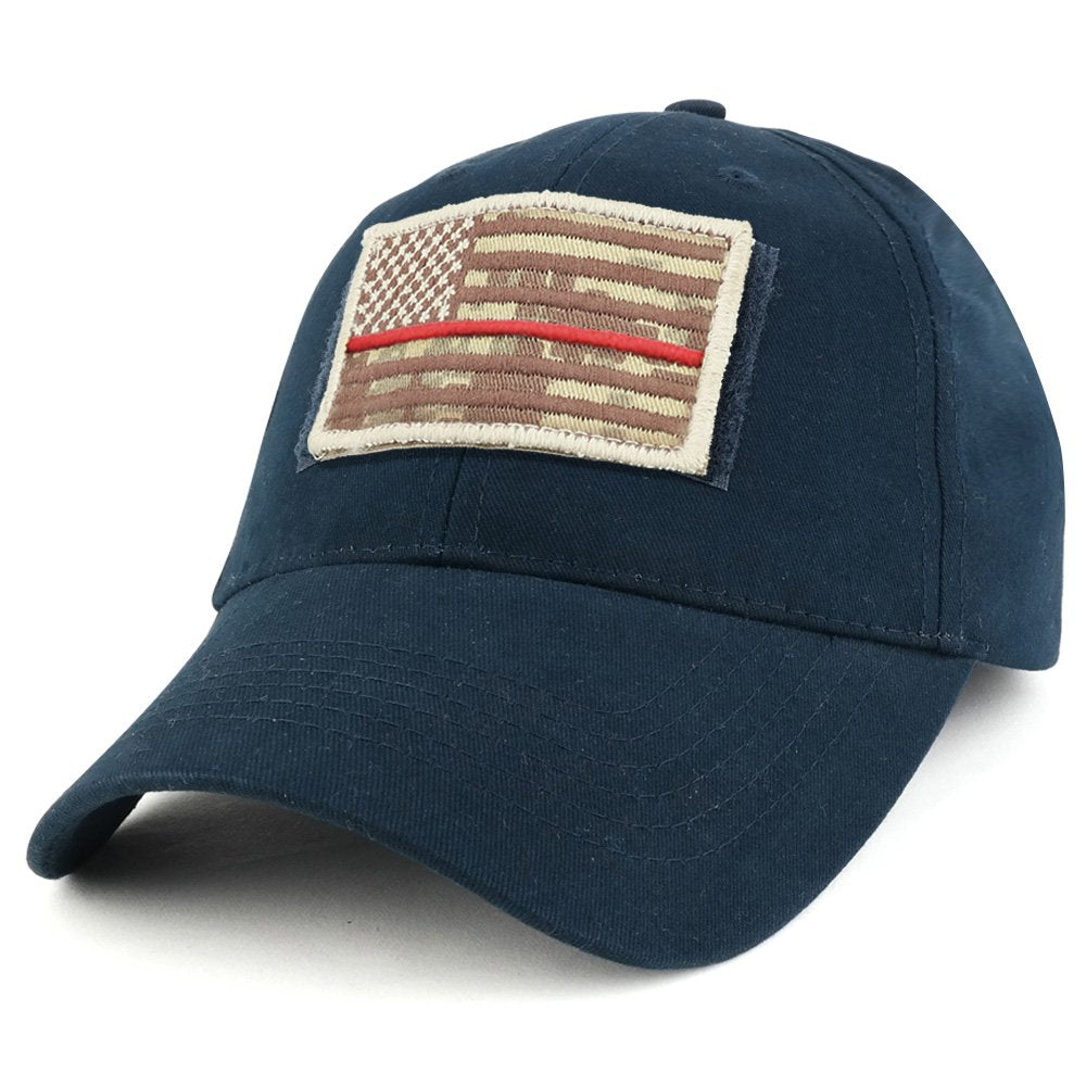 Armycrew USA Desert Digital Thin Red Flag Tactical Patch Cotton Adjustable Baseball Cap