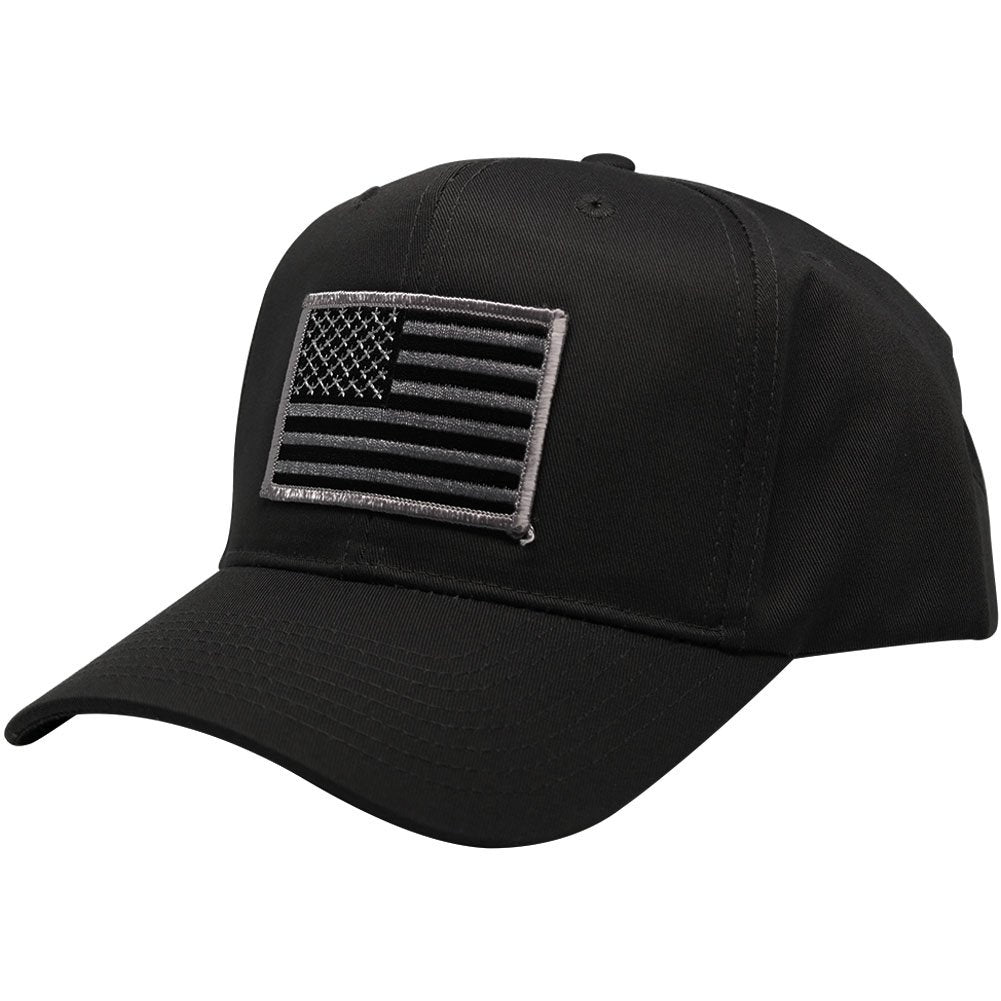 Subdued Grey American Flag Embroidered Iron On Patch Ball Cap