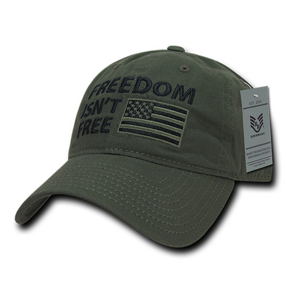 Armycrew Freedom Isn't Free Embroidered Soft Crown Washed Cotton Baseball Cap