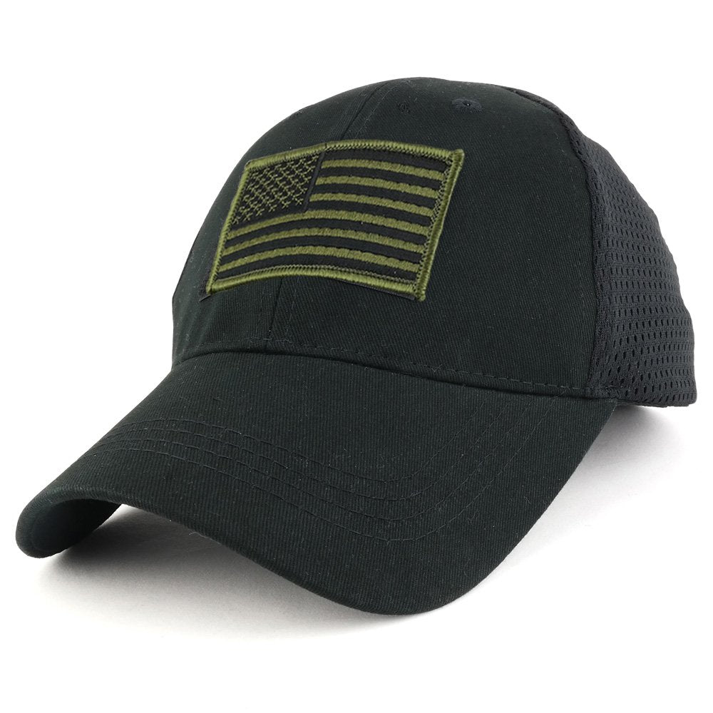 Armycrew USA American Flag Subdued Olive Embroidered Tactical Patch with Mesh Operator Cap