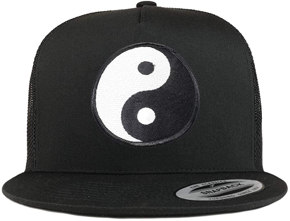 Armycrew 5 Panel White Yin Yang Patch Flatbill Mesh Cap
