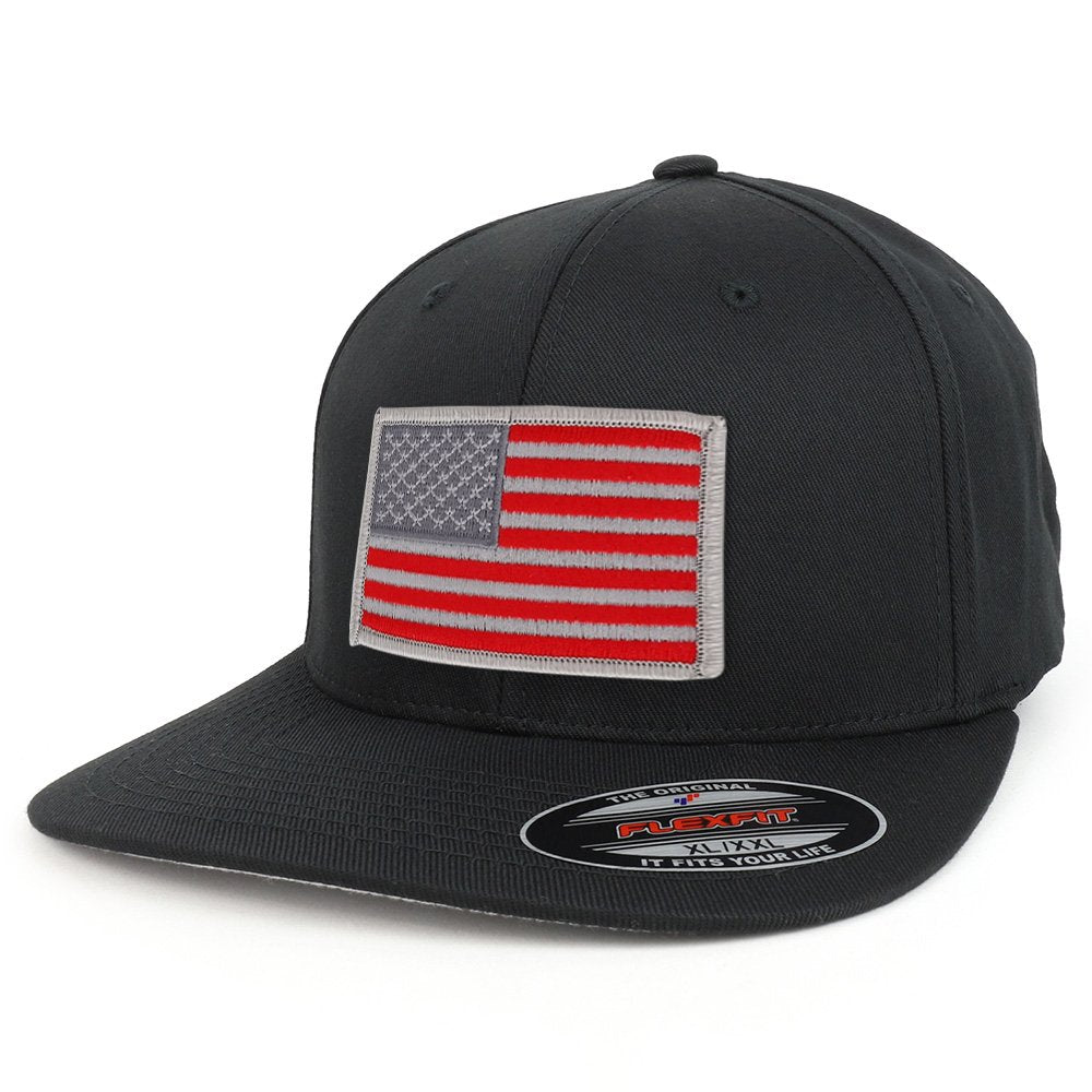 Armycrew XXL USA American Flag Embroidered Iron On Patch Flexfit Cap