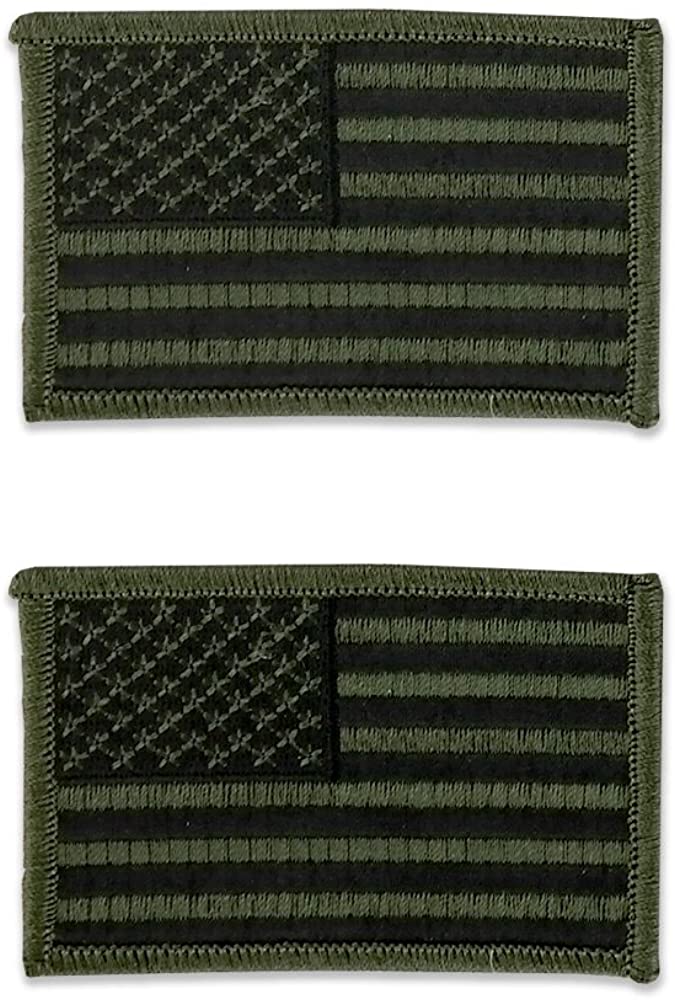 USA American Patriotic Flag Embroidered Iron On Patch 2 Piece Pack