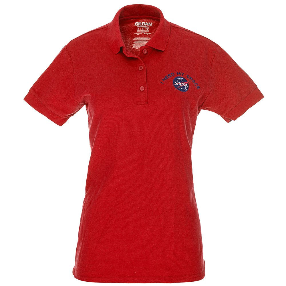 Ladies I Need My Space NASA Meatball Embroidered Poly Jersey Polo Shirt