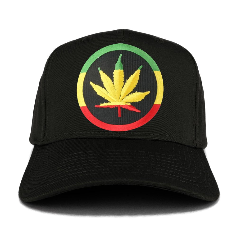 RGY Marijuana Leaf Rasta Circle Iron on Embroidered Patch Adjustable Baseball Cap