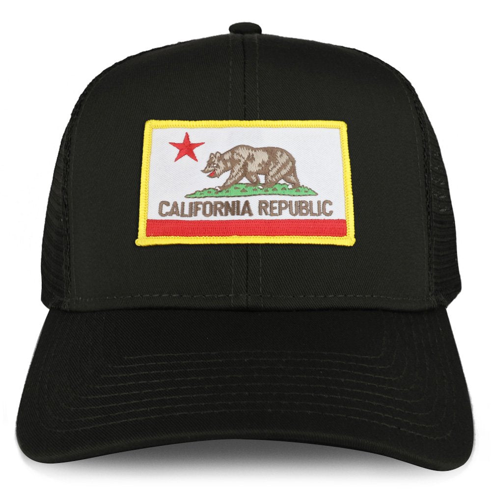 XXL California Flag Trucker Hat - Oversize Mesh Back Baseball Cap With Iron-On Patch, Black - View #2