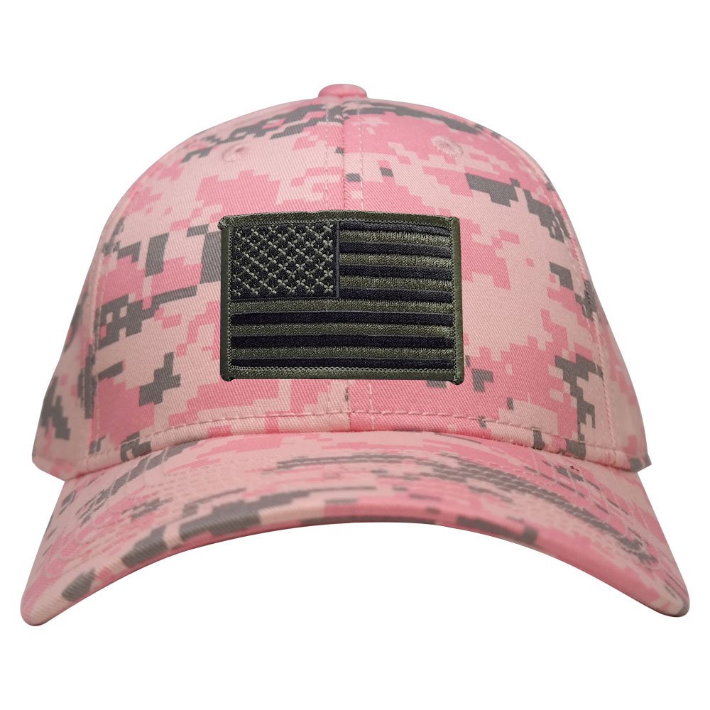 Low Profile US American Flag Patch Camo Cap - PKD - Black Olive