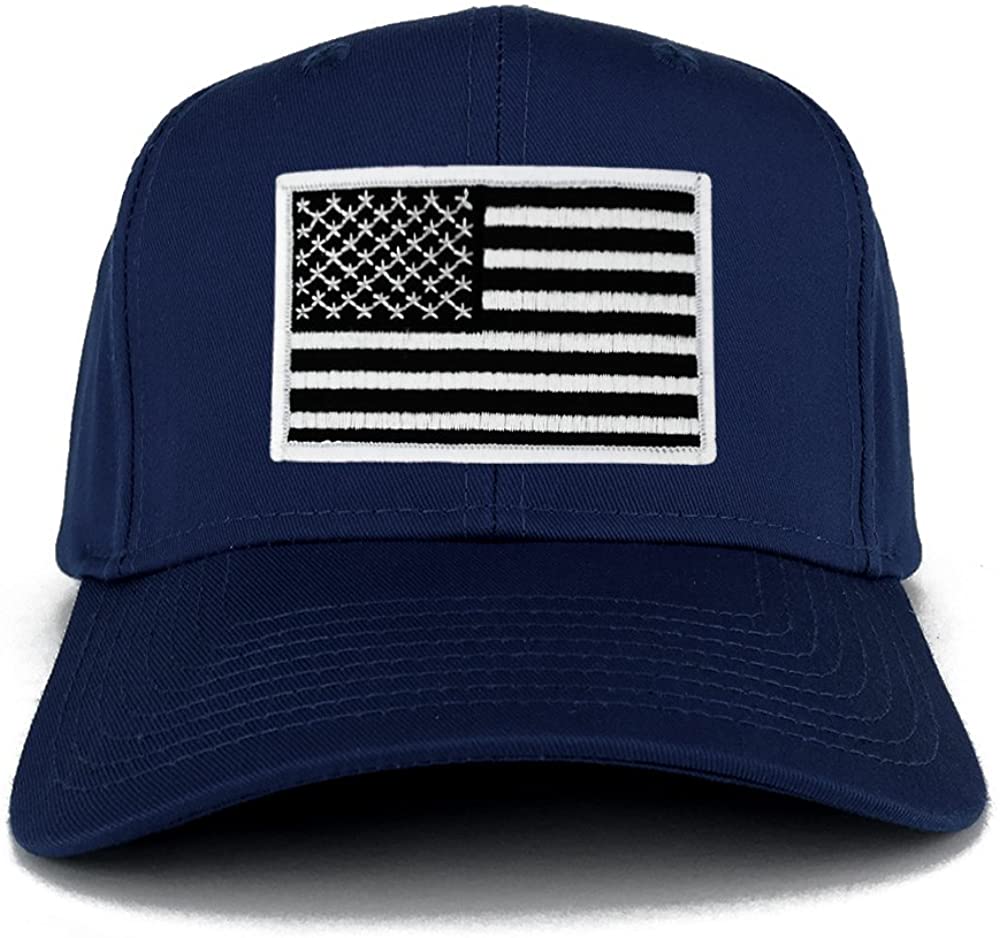 USA American Flag Logo Embroidered Iron On Patch Snap Back Cap - Navy