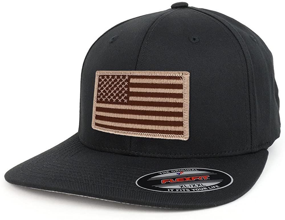Armycrew XXL USA American Flag Embroidered Iron On Patch Flexfit Cap