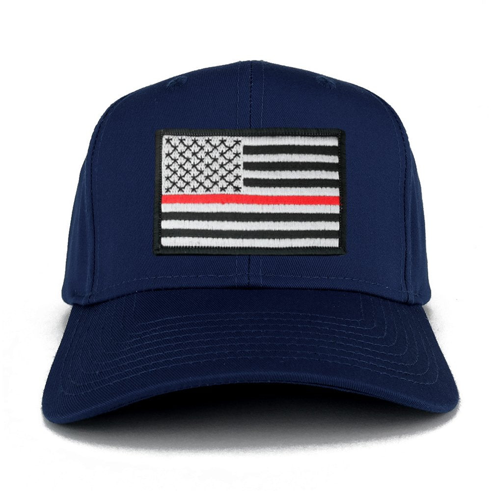 Armycrew XXL Oversize Thin Red Line 2 USA American Flag Patch Solid Baseball Cap