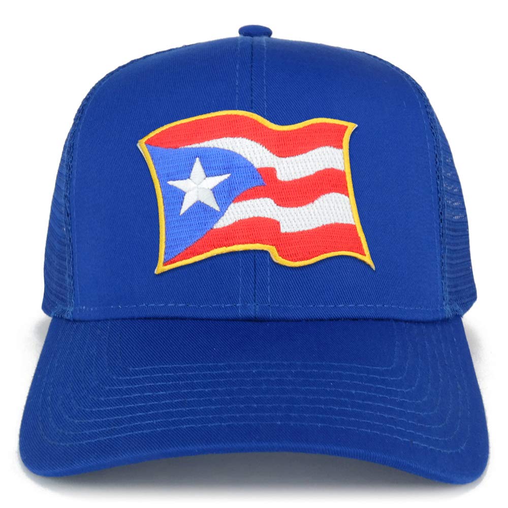 Armycrew Puerto Rico Waving Flag Patch Structured Mesh Trucker Cap - Black