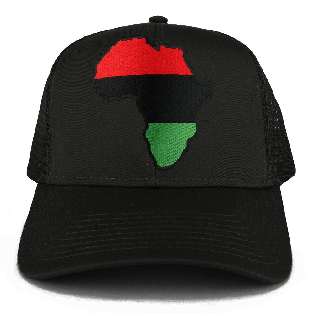 Red Black Green Africa Map Embroidered Iron on Patch Adjustable Trucker Mesh Cap