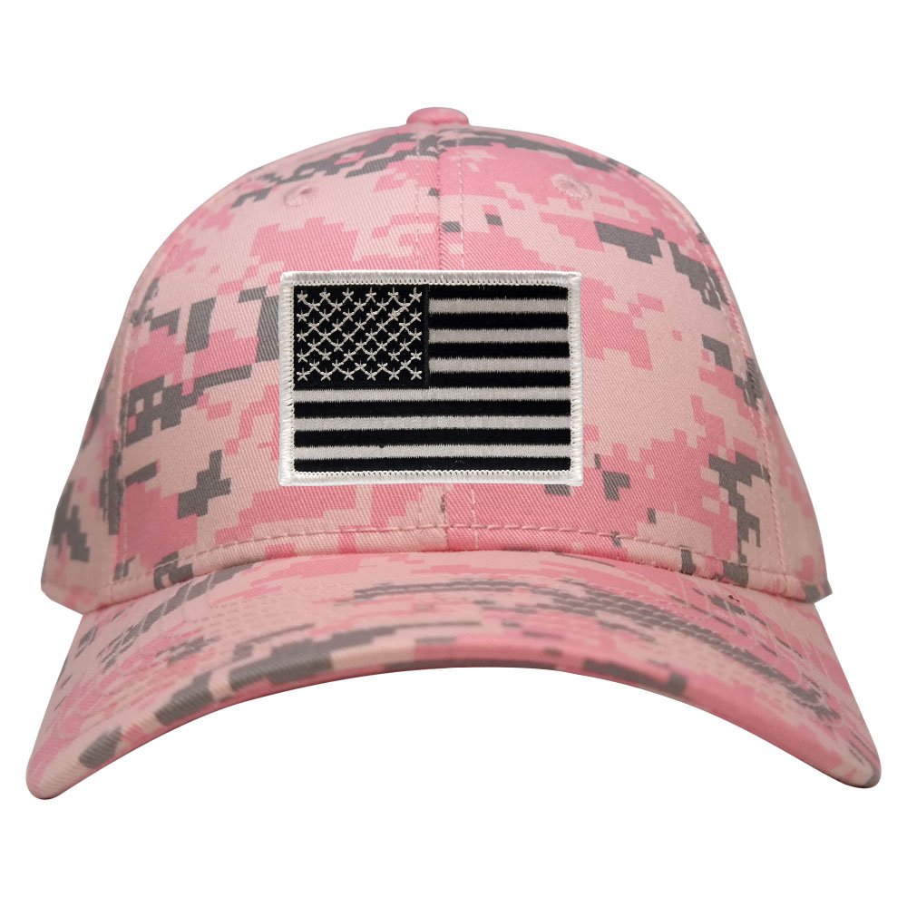 Low Profile US American Flag Patch Camo Cap - PKD - Black White