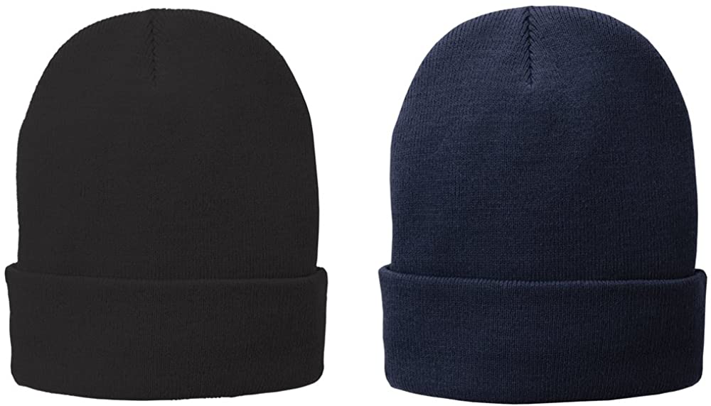 Armycrew 2 Pack Deal - Super Stretch Fine Gauge Winter Cuff Folded Long Beanie