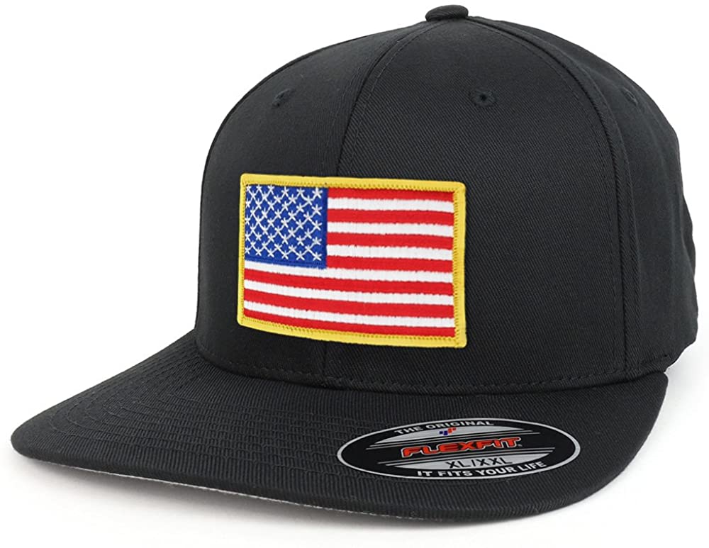 Armycrew XXL USA American Flag Embroidered Iron On Patch Flexfit Cap