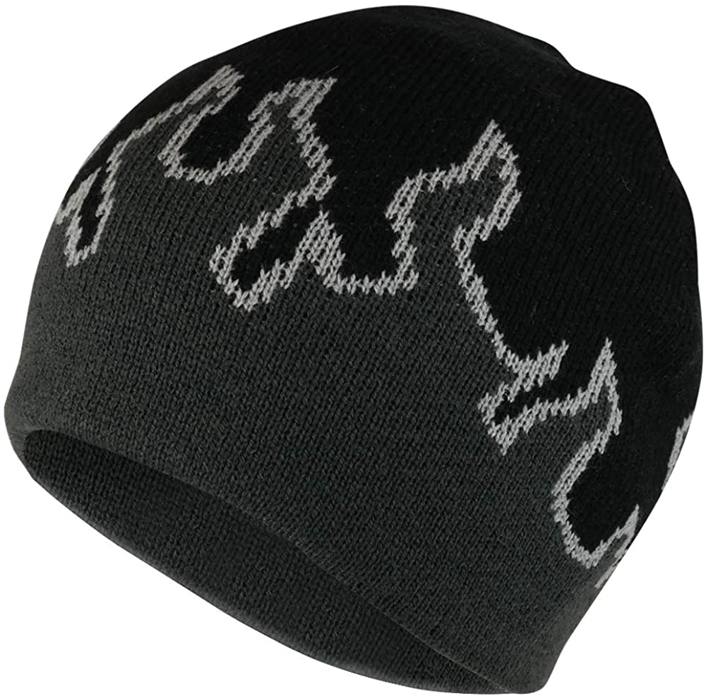 Armycrew Kids Fire Flame Pattern Knitted Short Beanie Cap