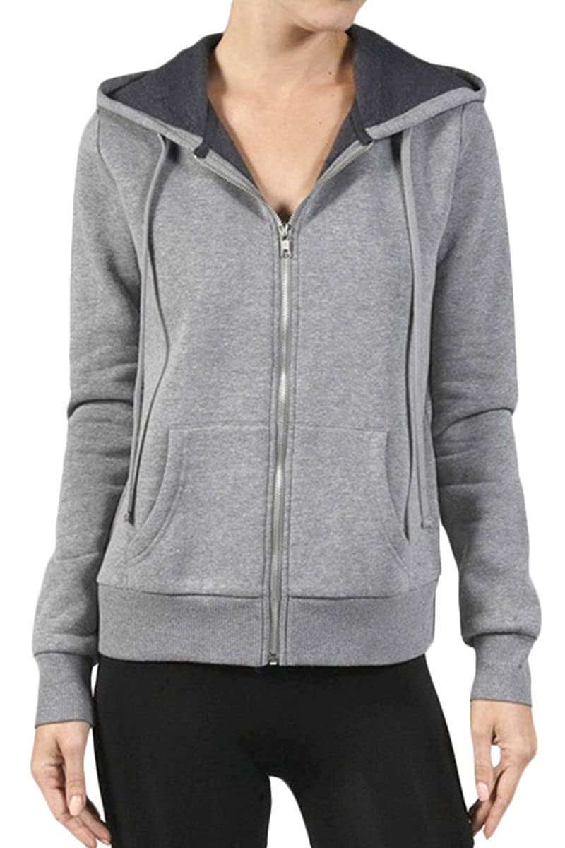 Armycrew Women's Long Sleeve Inner Brushed Full Zip Warm Hoodie Fleece Jacket