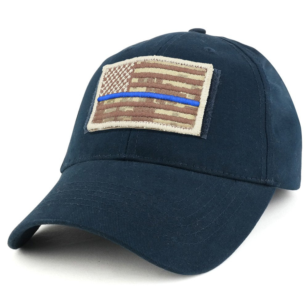Armycrew USA Desert Digital Thin Blue Flag Tactical Patch Cotton Adjustable Baseball Cap