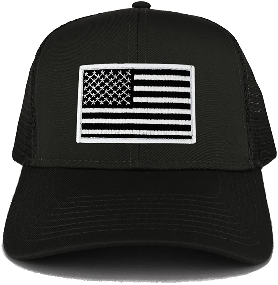 Armycrew USA American Flag Embroidered Patch Snapback Mesh Trucker Cap - Black