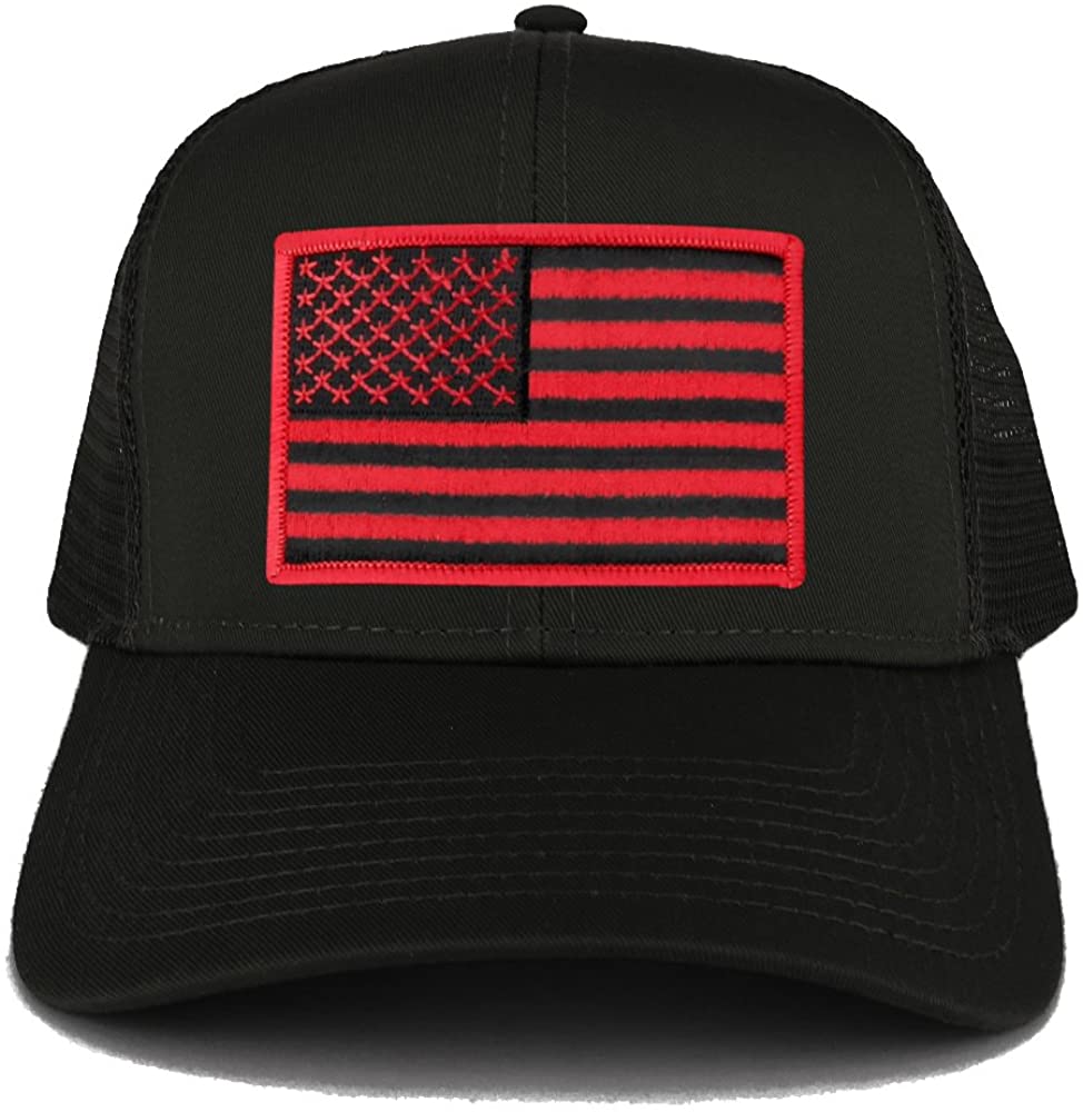 Armycrew USA American Flag Embroidered Patch Snapback Mesh Trucker Cap - Black