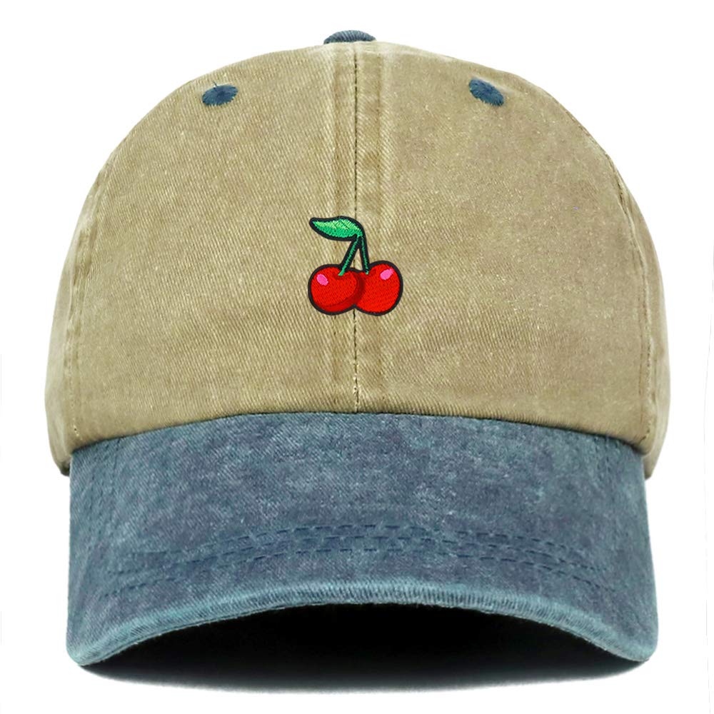 Armycrew Cherry Embroidered Patch Unstructured Cotton Washed Baseball Cap