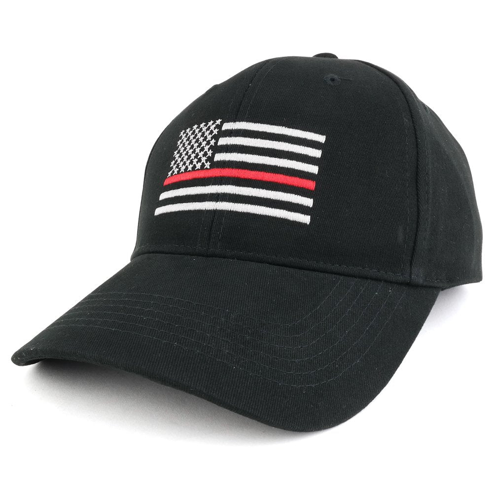 Thin RED Line US Flag Embroidered Low Profile Brushed Cotton Cap