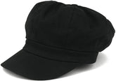 Women's Lightweight 100% Cotton Soft Fit Newsboy Cap with Elastic Back - Black