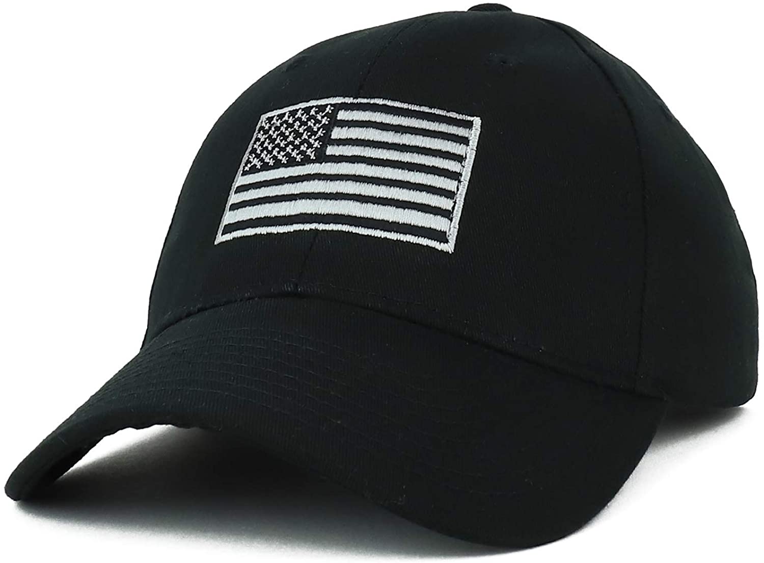 Armycrew Made in USA Grey American Flag Embroidered Structured Cotton Cap
